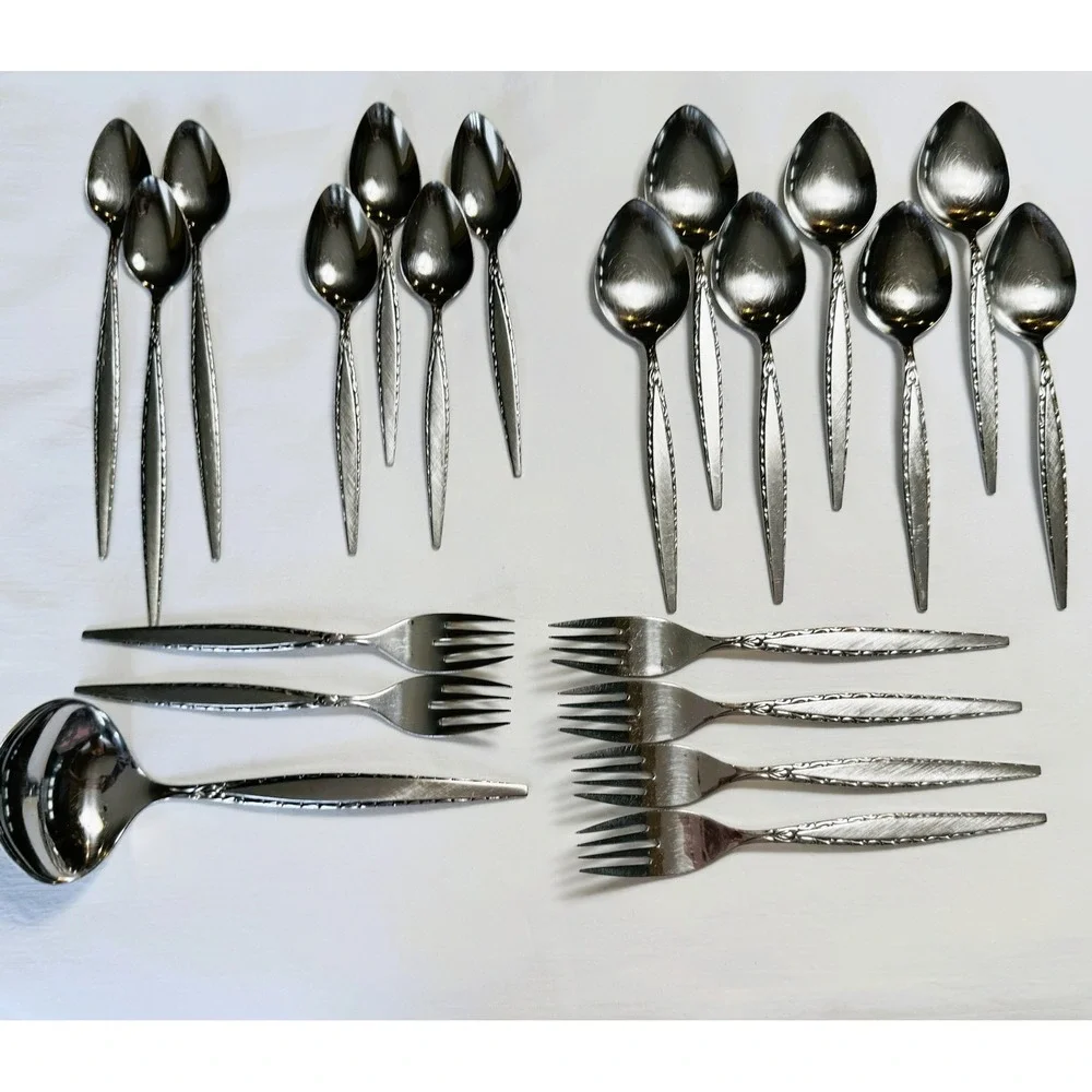 Oneida Community VENETIA Stainless Flatware Burnished Lot 21 Pcs Forks Spoons